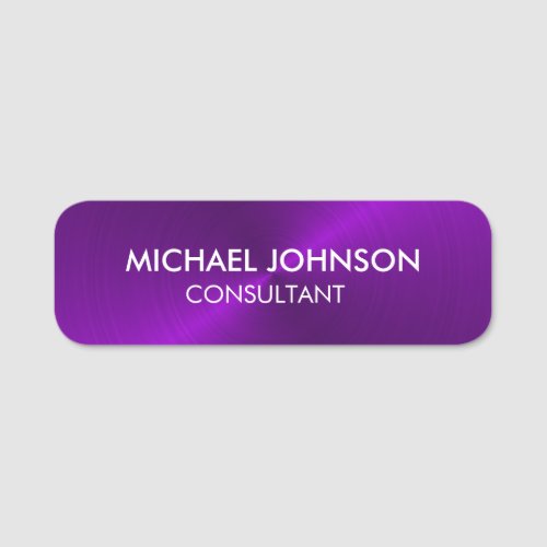 Elegant Purple Metallic Professional Business Name Tag