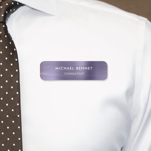 Elegant Purple Metallic Professional Business Name Tag