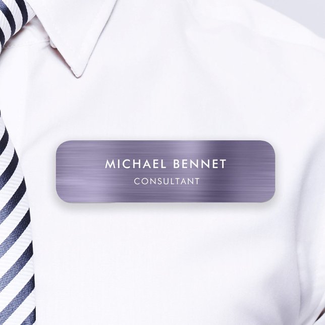 Elegant Purple Metallic Professional Business Name Tag (Elegant Purple Metallic Professional Business Name Tag)