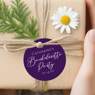 Elegant Purple Minimalist Bachelorette Party Favor Tags