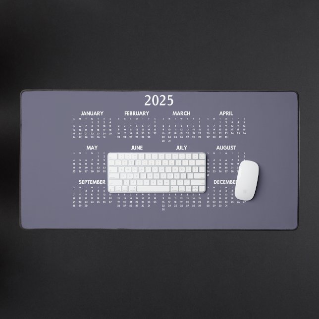 Elegant purple minimalist design pattern desk mat (2025 Purple Desk Calendar Mouse Pad for Women)