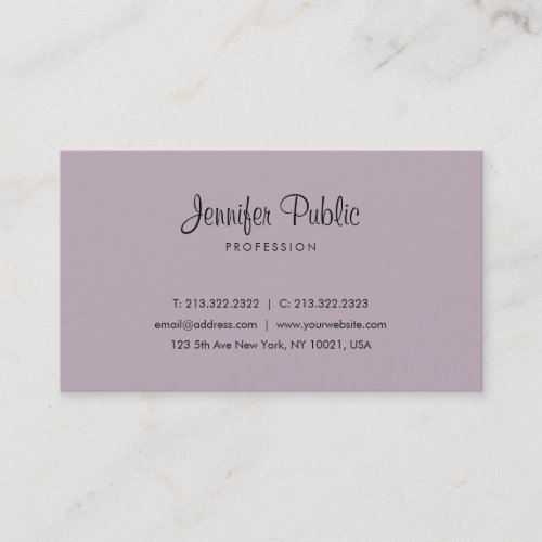 Elegant Purple Minimalistic Plain Modern Simple Business Card
