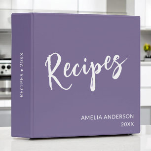Elegant Purple Modern Recipe Cookbook 3 Ring Binder