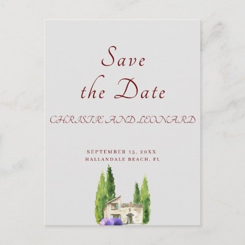 Elegant Purple Modern Save the Date Postcard