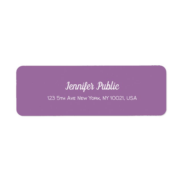 Elegant Purple Modern Script Professional Plain Label (Front)