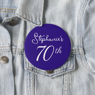 Elegant Purple Monogram 70th Birthday Party Button