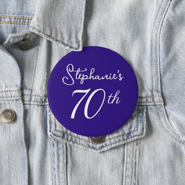 Elegant Purple Monogram 70th Birthday Party Button (In Situ)