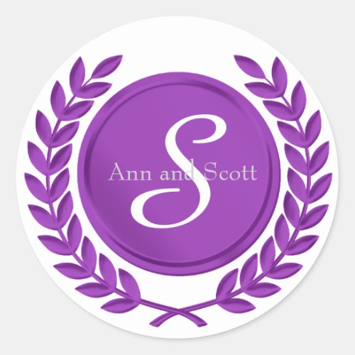 Elegant Purple Monogram Envelope Seal Stickers