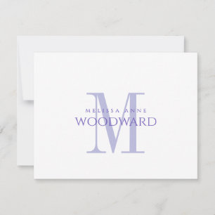 Elegant Purple Monogram Flat Note Card