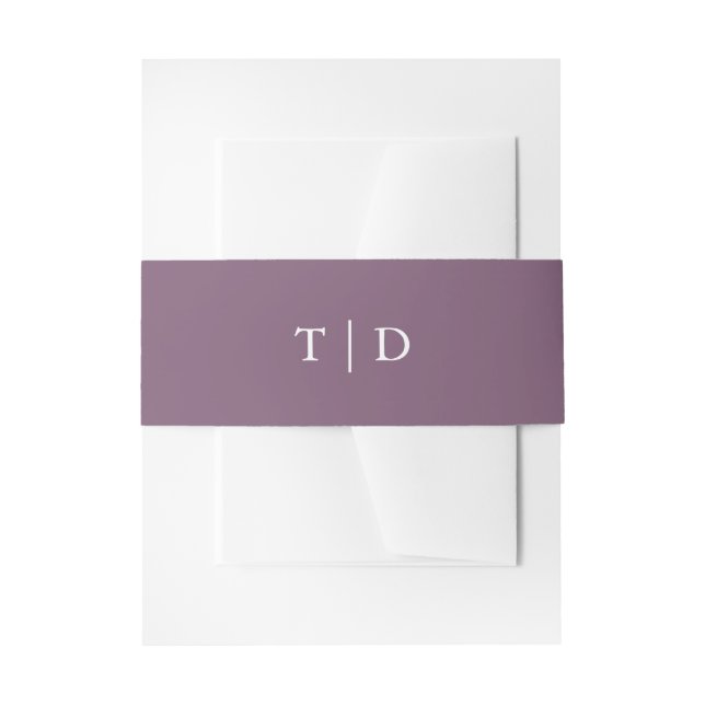 Elegant Purple Monogram Modern Wedding Invitation Belly Band (Front Example)