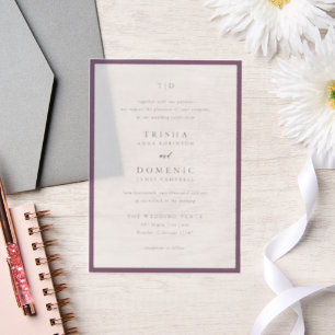Elegant Purple Monogram Modern Wedding Vellum Invitations
