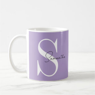 Elegant Purple Monogram Mug   Personalized