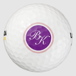 Elegant Purple Monogram Style Golf Balls
