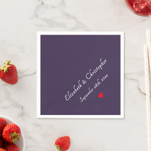 Elegant Purple Monogrammed Wedding Party Cocktail Napkins