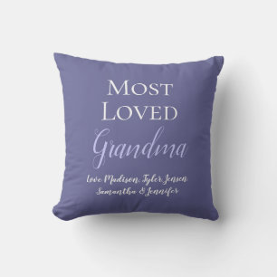 Elegant Purple Most Loved Grandma Personalized Throw Pillow