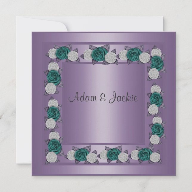 ELEGANT PURPLE MULTI ROSE WEDDING INVITATION (Front)
