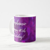 Elegant Purple Name Happy Birthday Office Coffee Mug (Front Left)