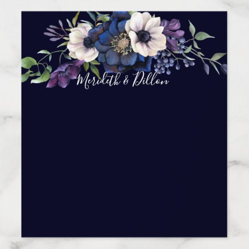 Elegant Purple Navy Blue Floral Wedding Envelope Liner