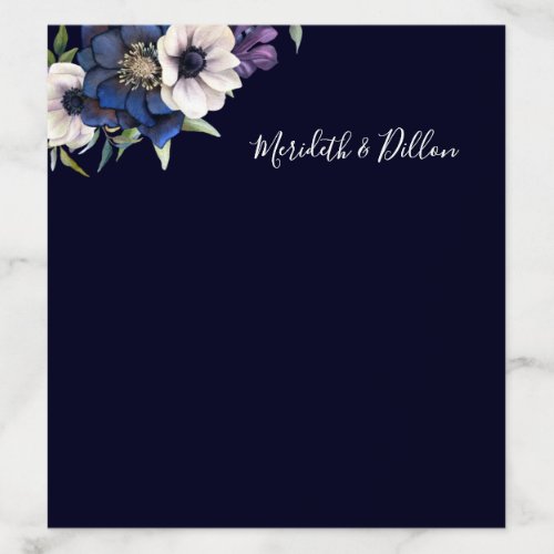 Elegant Purple Navy Blue Floral Wedding Envelope Liner