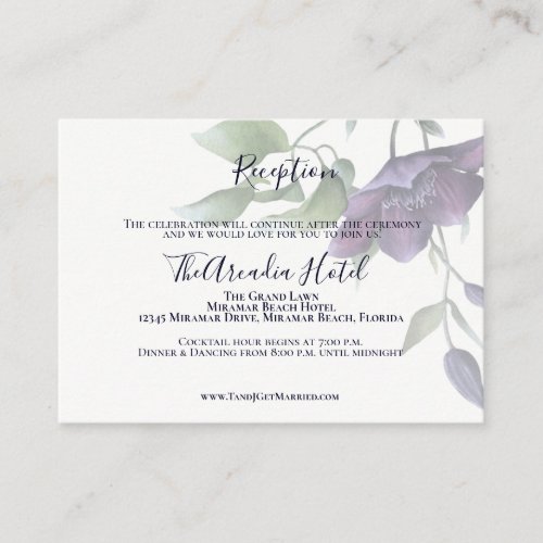 Elegant Purple Navy Blue Reception Invitation