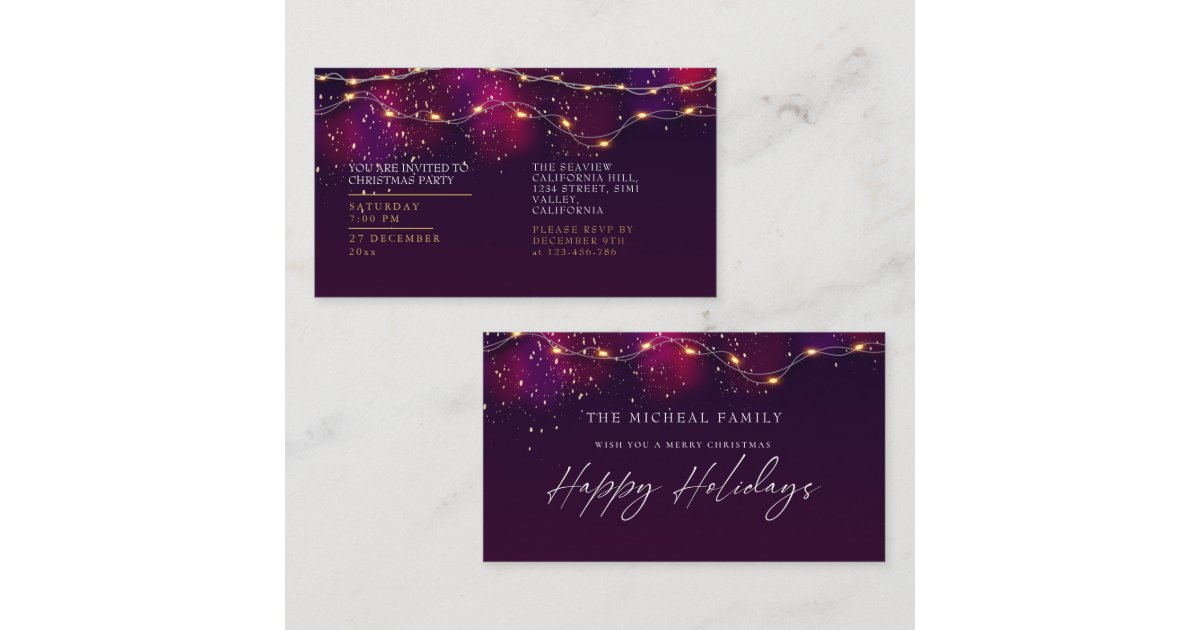 Elegant Purple Neon Holly Personalized Christmas Enclosure Card Zazzle