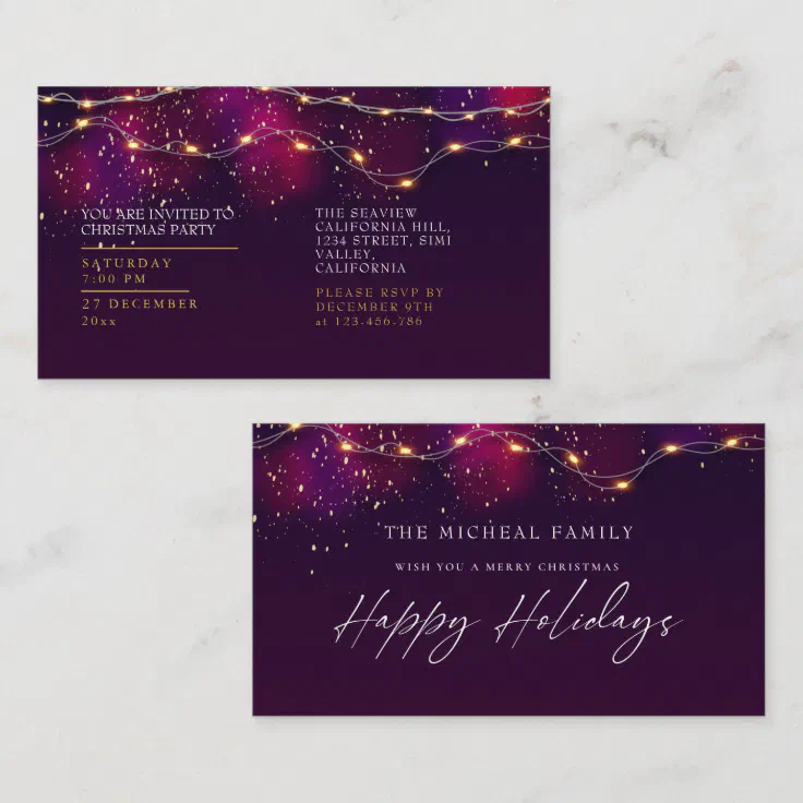Elegant Purple Neon Holly Personalized Christmas Enclosure Card Zazzle