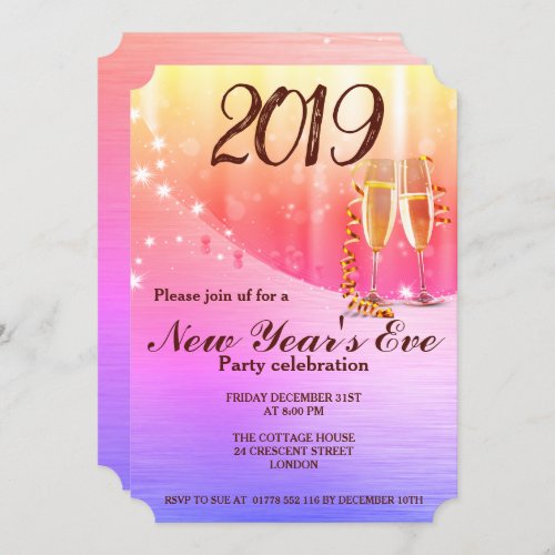 Elegant Purple New Years Eve Party Invite