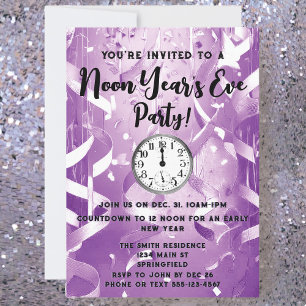 Elegant Purple Noon Year's Eve Party Invitation