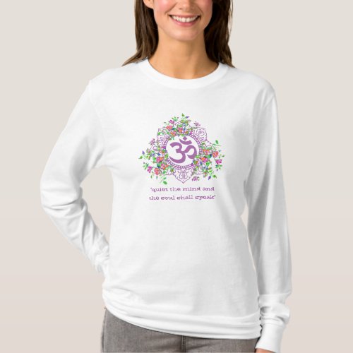 Elegant purple ohm symbol pink watercolor florals T_Shirt