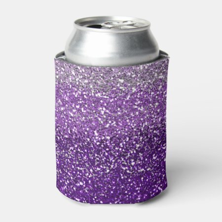 Elegant Purple  Ombre Glitter Sparkle Can Cooler