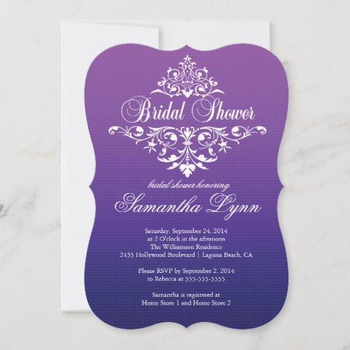 Elegant Purple Ombre wBridal Shower Invitation