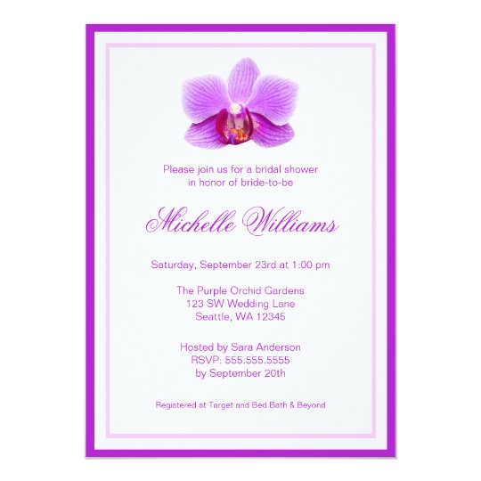 Elegant Purple Orchid Bridal Shower Invitation