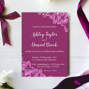 Elegant Purple Orchid Flower Boho Floral Wedding Invitation