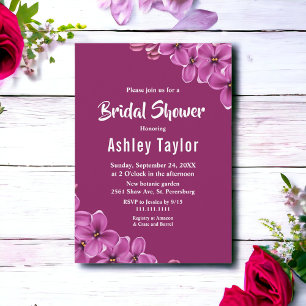 Elegant Purple Orchid Flower Floral Bridal Shower Invitation