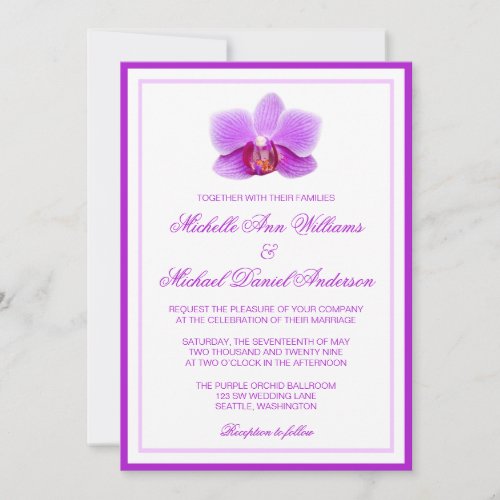 Elegant Purple Orchid Wedding Invitations