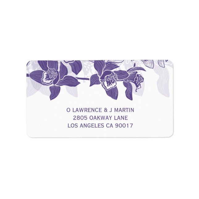 Elegant Purple Orchids Floral Label (Front)