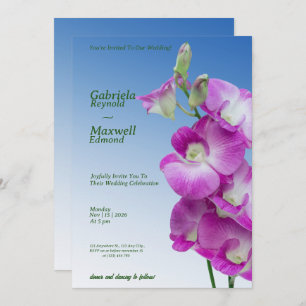 Elegant Purple Orchids Wedding Invitation