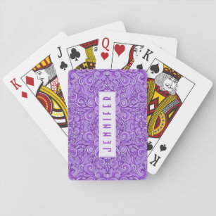 Elegant Purple Ornate Victorian Floral Swirls Playing Cards