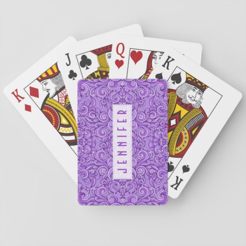 Elegant Purple Ornate Victorian Floral Swirls Poker Cards