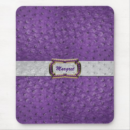 Elegant Purple Ostrich Leather Look Mouse Pad