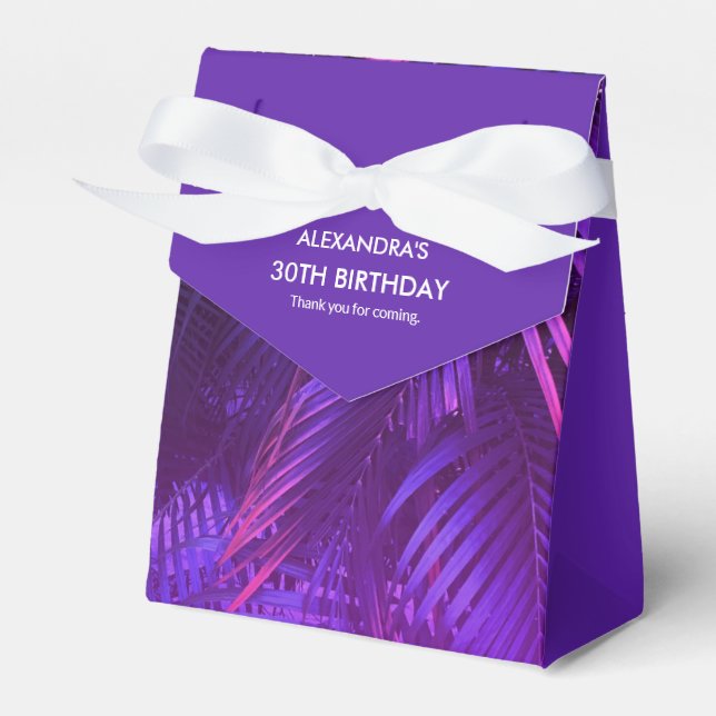 Elegant Purple Palm Leaf Favor Box (Front Side)