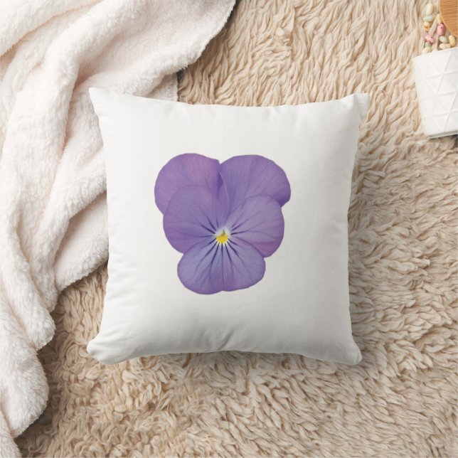 Elegant Purple Pansy Flower Design Throw Pillow (Blanket)