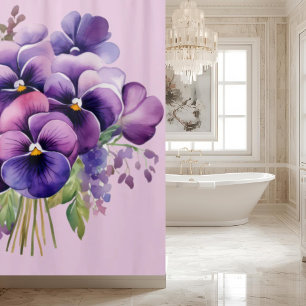 Elegant Purple Pansy Shower Curtain