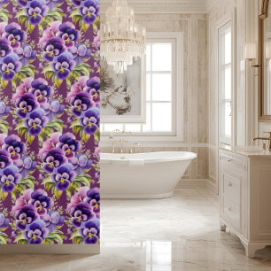 Elegant Purple Pansy Shower Curtain
