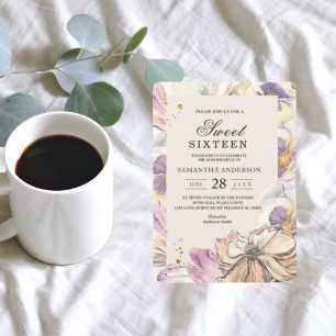 Elegant Purple & Pansy Watercolor Floral Frame Invitation