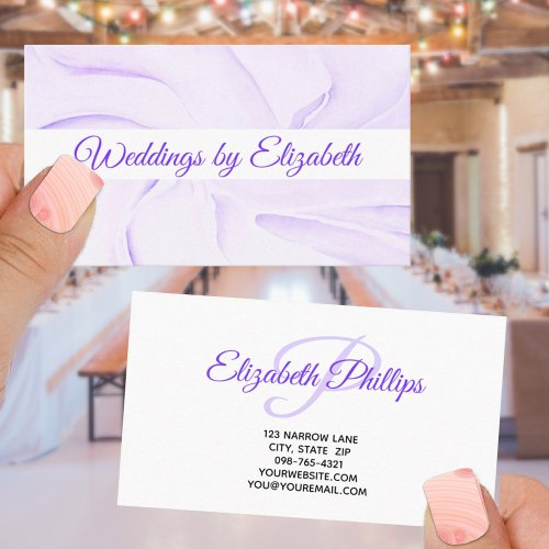 Elegant Purple Pastel Event Planner Professional Business Card