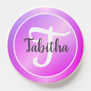 Elegant Purple Pastel Pink Ombre Monogram Name  PopSocket
