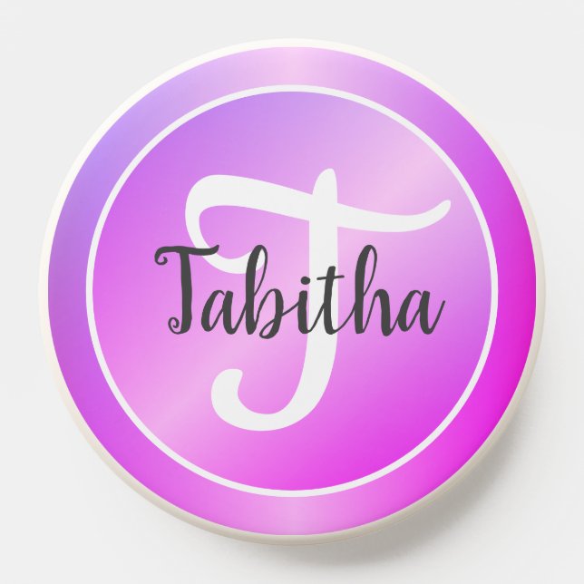 Elegant Purple Pastel Pink Ombre Monogram Name  PopSocket (Popsocket)