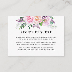 Elegant Purple Pastel Shower / Wedding Recipe Enclosure Card