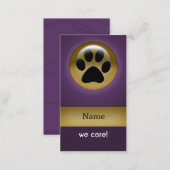 elegant purple paw print pet care Business Cards (Front/Back)